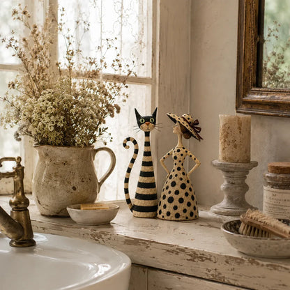 🐱Vintage  Cat & Lady Sculptures