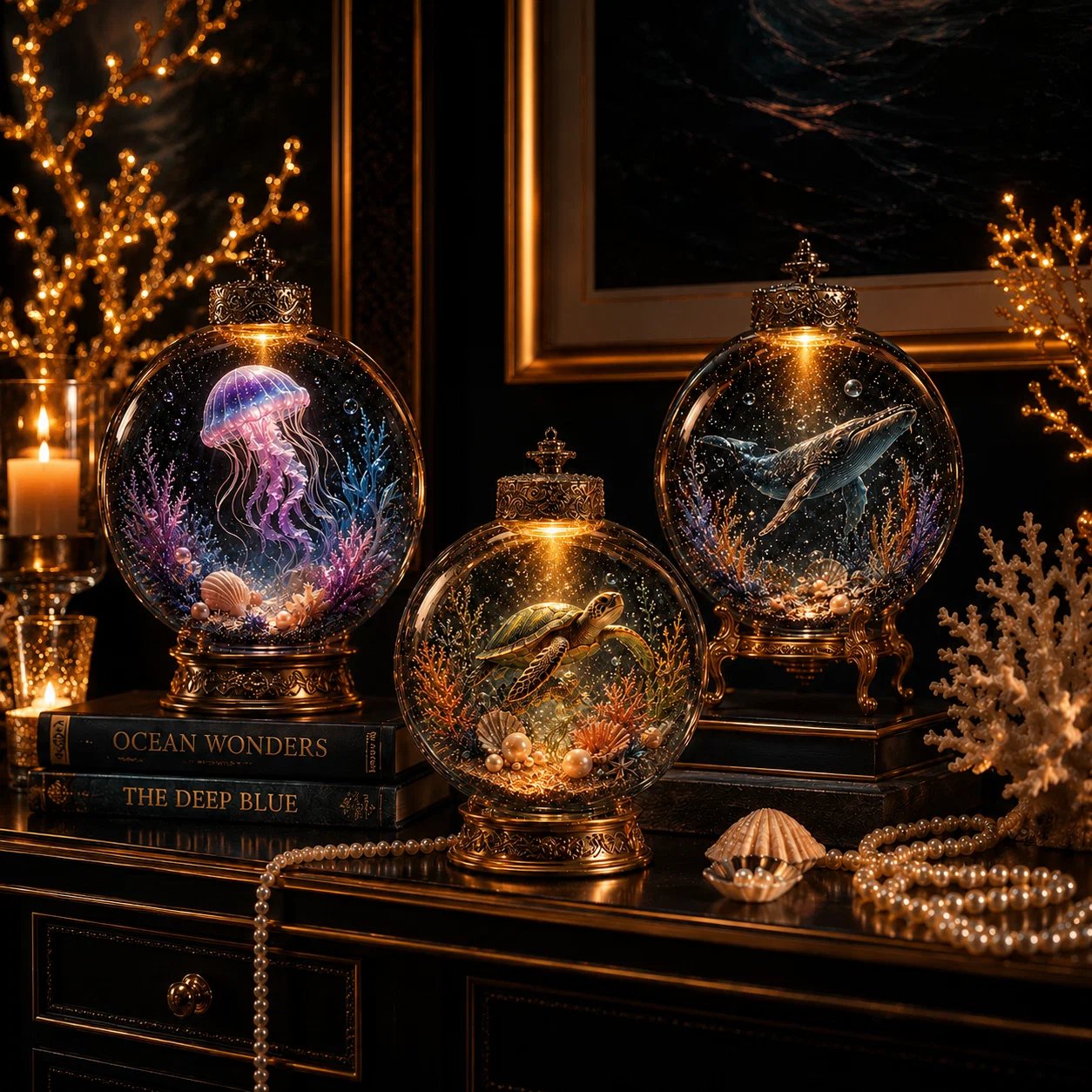 💙✨Ocean Series Illuminated 3D Model Decorations