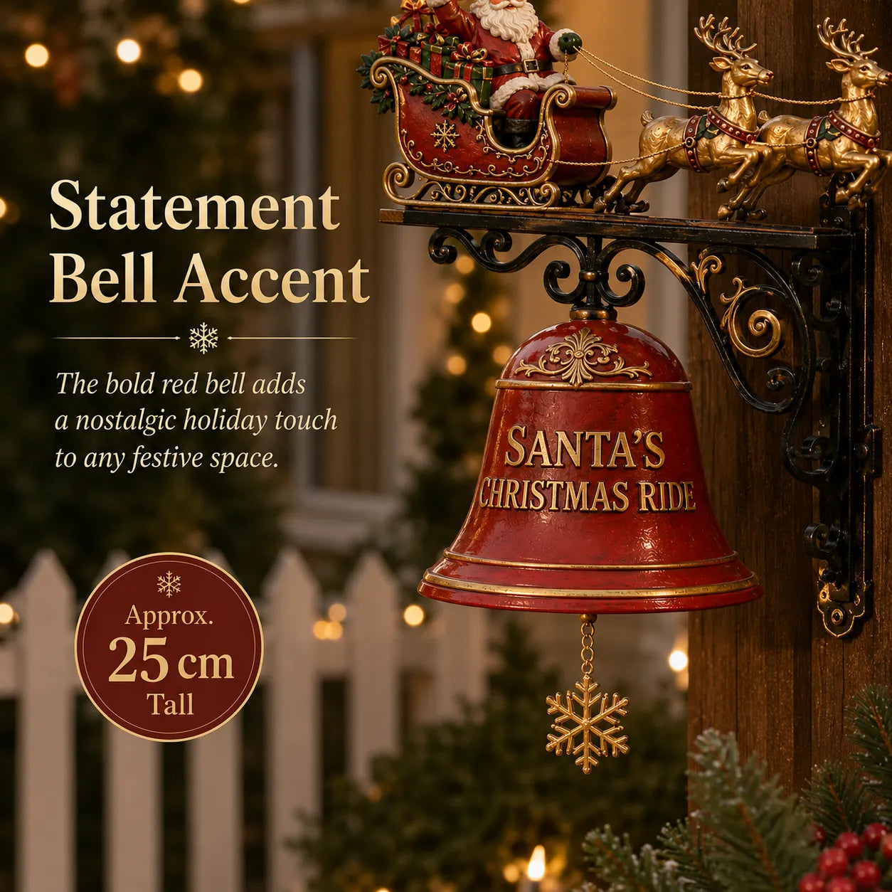 🎅 Santa Sleigh with Reindeer & Bell | 3D Christmas Outdoor Decoration