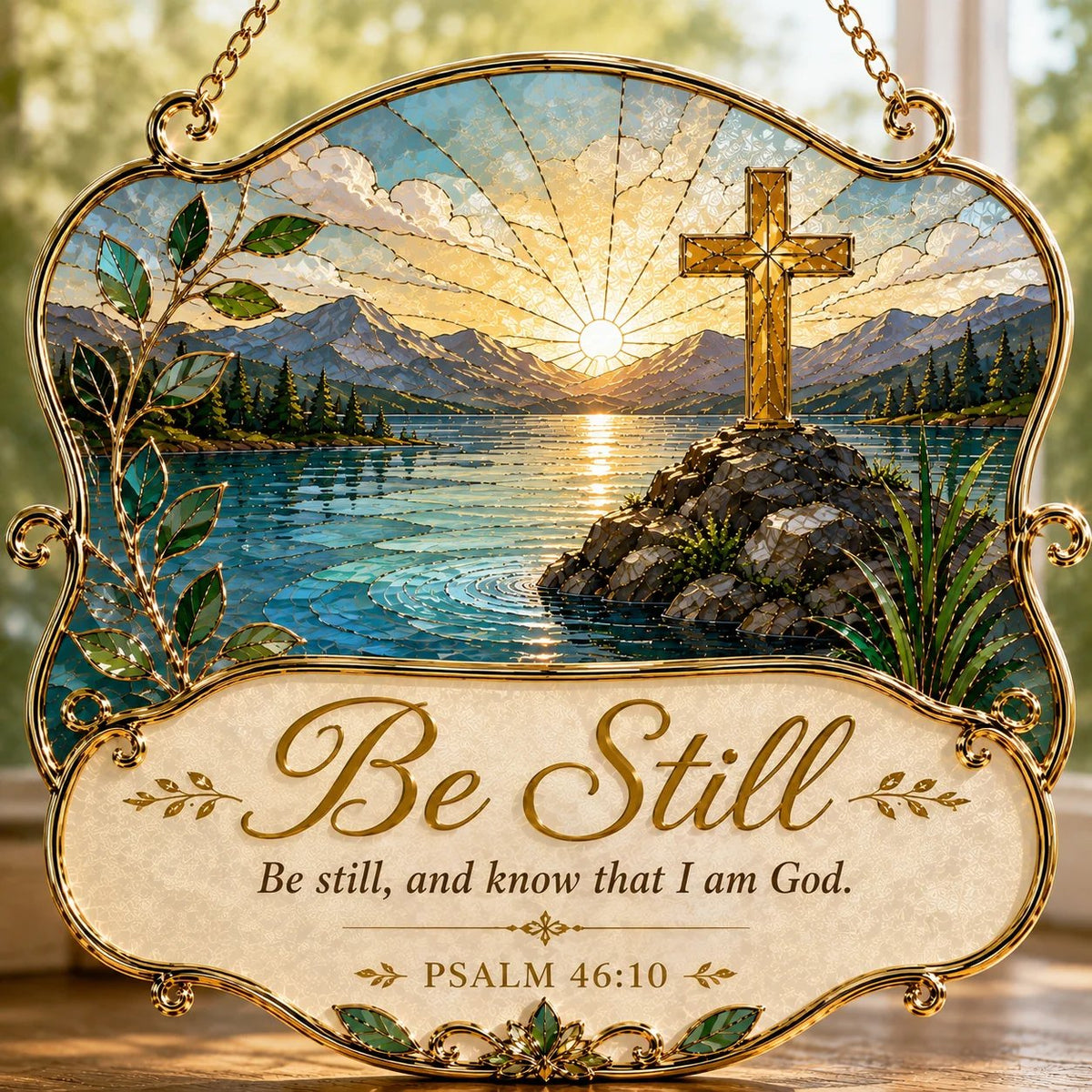 ⏳ Last Day 49% OFF – ✝️ Faith & Scripture Window Hanging Decor | 6 Stained-Glass Bible Verse Designs ✨