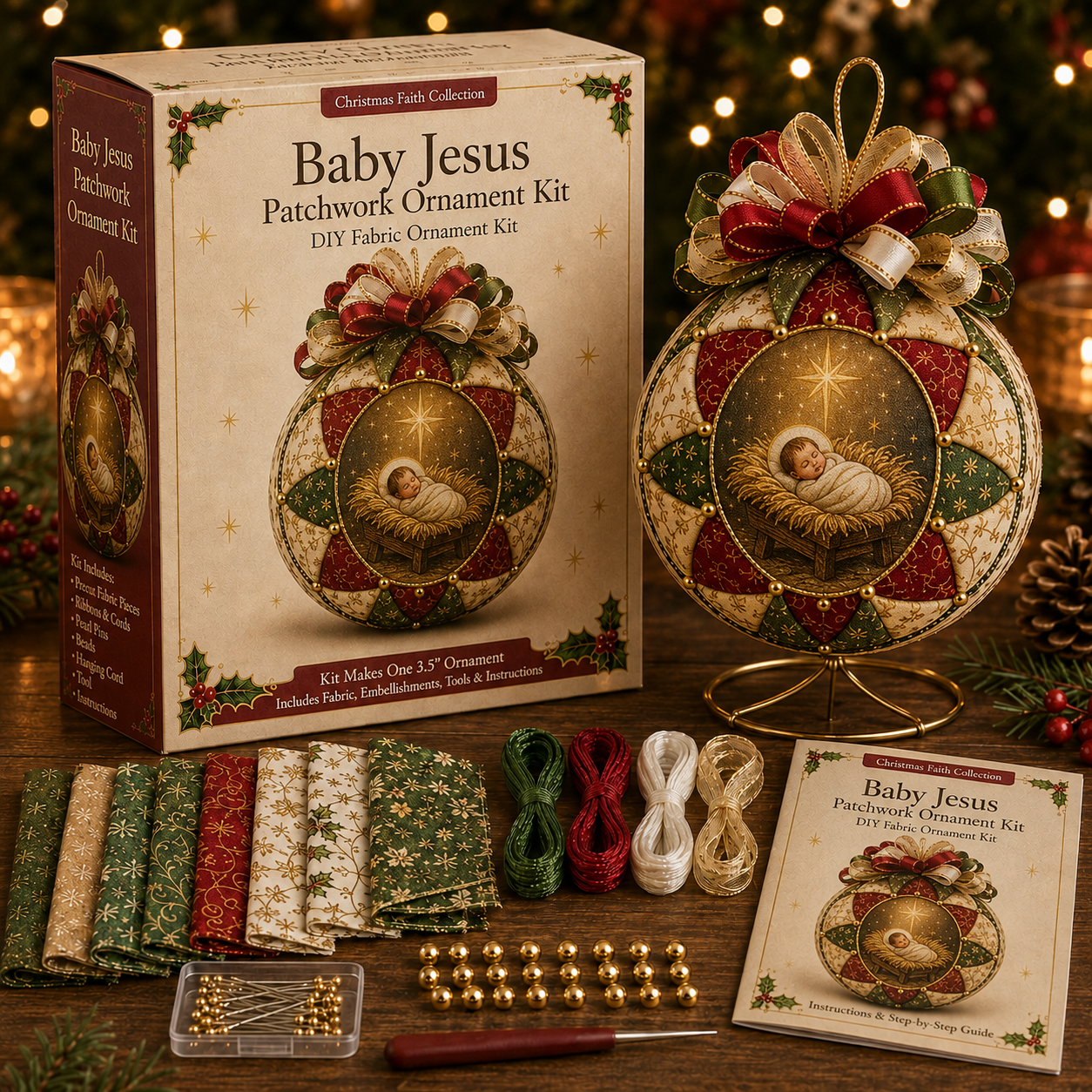ONLY TODAY🎁 Buy 2, Get 1 FREE⛪ Christmas Nativity Patchwork Ornament DIY Kit