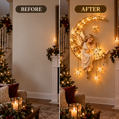 🔥Heavenly Angel Crescent Moon Glow™ - Lighted Christmas Wall Decor