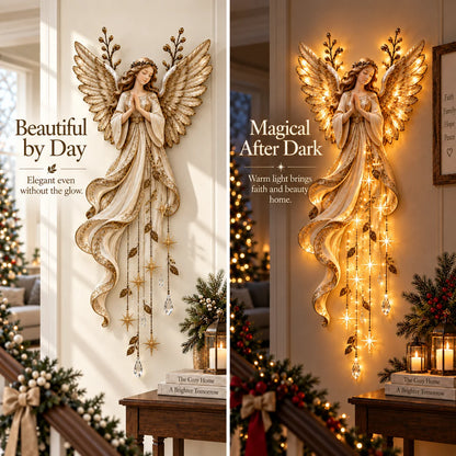 ✨Last Day 49% OFF👼Guardian Angel Starfall Cascade™ – Lighted Faith & Blessing Christmas Wall Decor✨