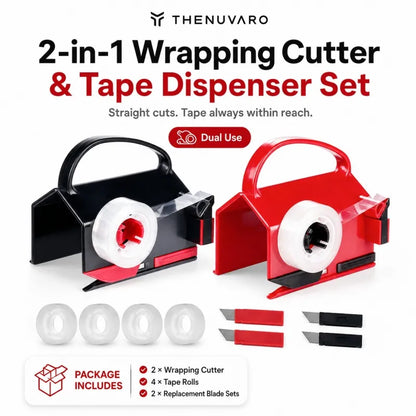 2-in-1 Wrapping Paper Cutter & Tape Dispenser - Faster Gift Wrapping Tool