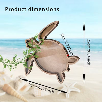 🌊 Ocean Memory Turtle Shadow Box – Coastal Seashell Display Keepsake for Beach Treasures & Travel Memories