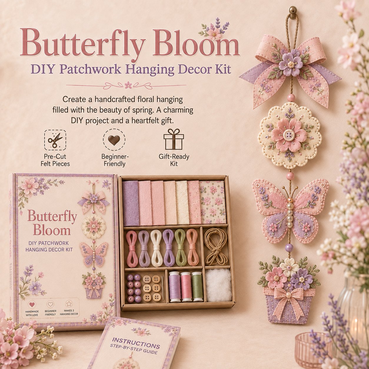 🔥Last Day BUY 3 GET 1 FREE✨ DIY Patchwork Hanging Decor Kit | A Heartfelt Handmade Decoration Full of Love & Memories