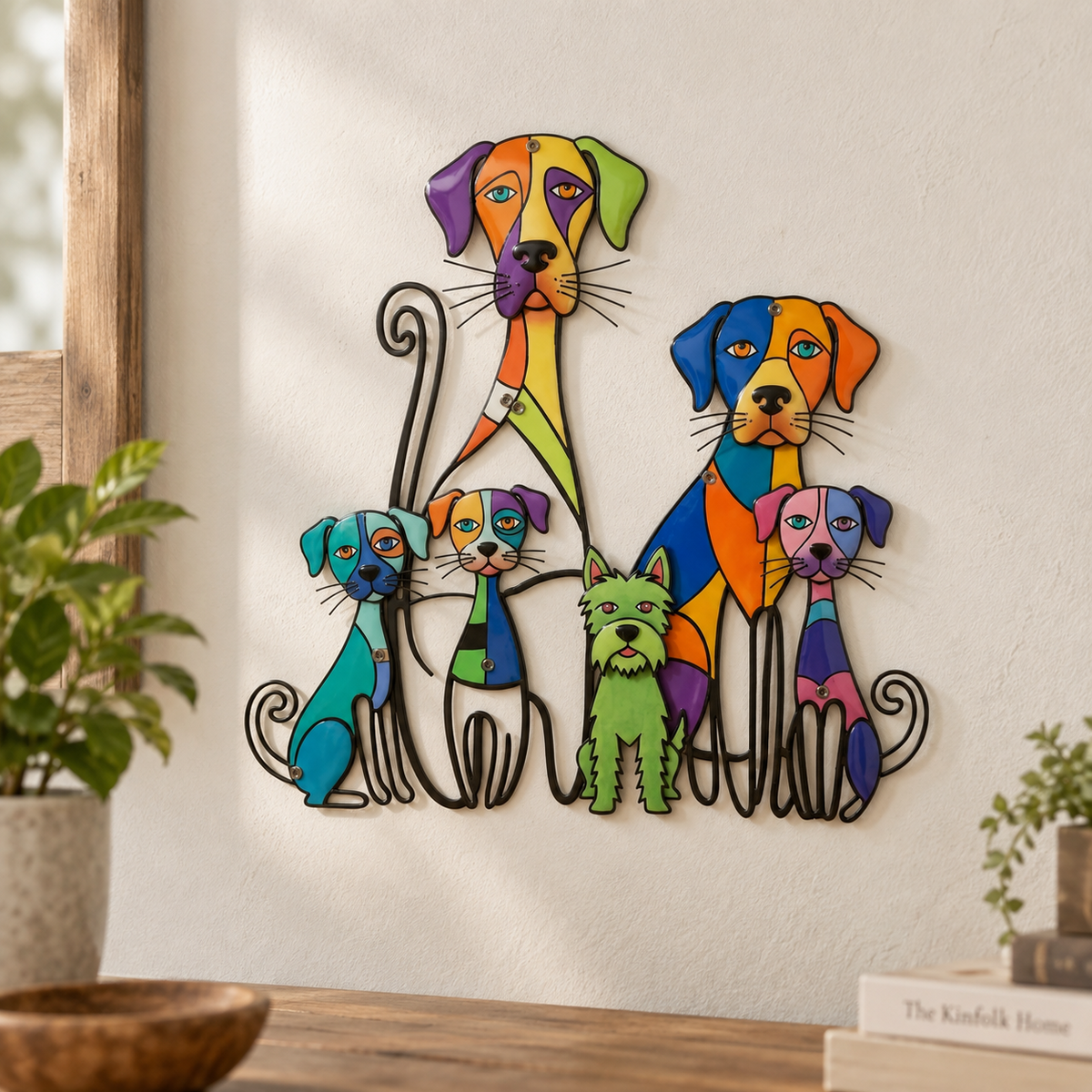 🐶🐾Colorful Dog Family Metal Wall Decor