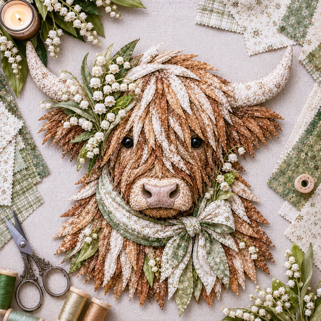 🔥LAST DAY 50% OFF - 🌸Birth Flower Highland Cow Fabric Art DIY Kit – A Handmade Keepsake You Create with Love