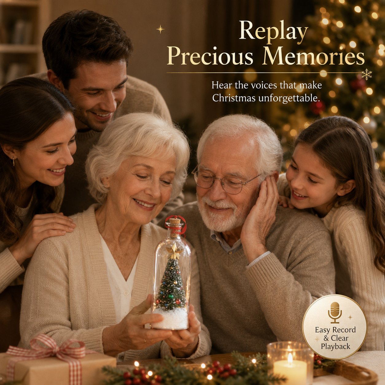 🎄 Last Day 50% OFF🔥Voice Recording Christmas Tree Glass Bottle Holiday Keepsake Centerpiece🔥