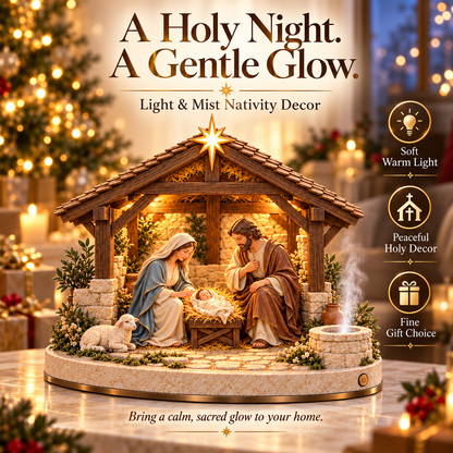✨ Bethlehem Holy Night – Light-Up Nativity Scene with Gentle Mist 🎄