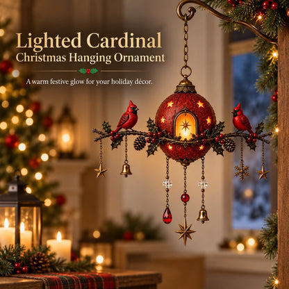 🐦❤️Illuminated Red Cardinal Christmas Ornament – Festive wall decoration with warm light✨
