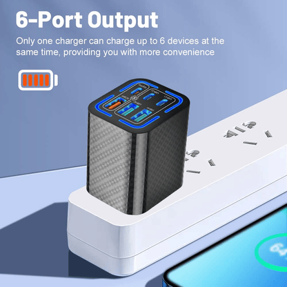 Portable Multi Port Charging Station 50W, 6-Port USB C & USB A