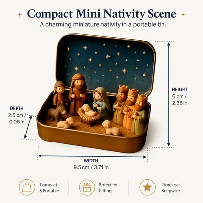 ✝️ Mini Nativity Scene Keepsake Tin — Pocket-Sized Christmas Holy Family Set