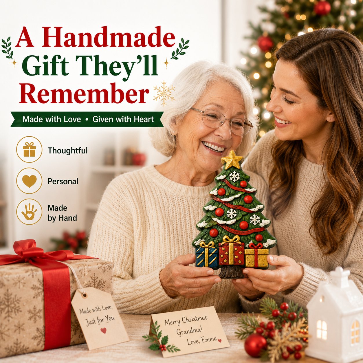 🎄 DIY Christmas Tree Mold & Paint Craft Kit | Reusable 3D Mold with 8 Acrylic Paints, 2 Brushes & Festive Detail Guide 🎨✨