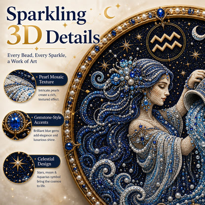 🔥HOT SALE 49% OFF – ✨ Premium 3D Pearl 12 Zodiac Signs Art Kit | Luxury Flocked Canvas with Scratch-Resistant Non-Fading Pearl Beads DIY Handmade Astrology Decor ♈🌙💎