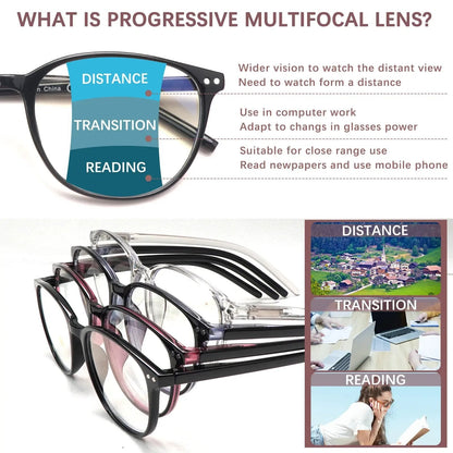 👓4 Pack Progressive Multifocal Reading Glasses for Women Style