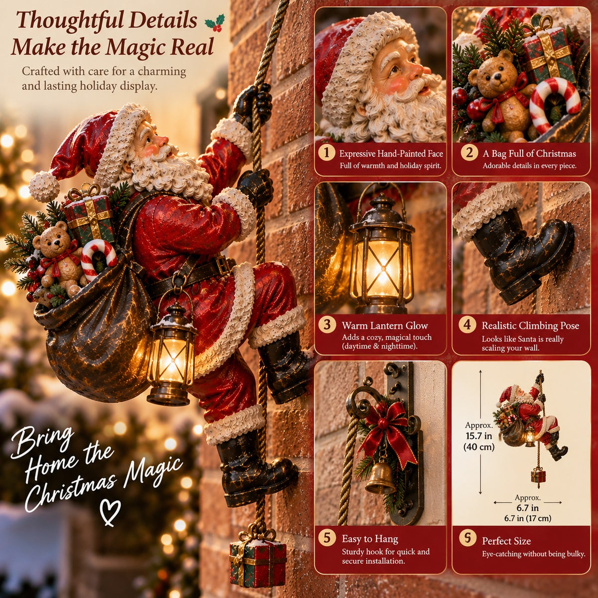 Santa's Secret Climb-Lighted Christmas Wall Decoration🎁✨