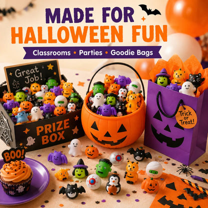 50PCS Halloween Mochi Squishy Toys For Party Favors & Spooky Fun