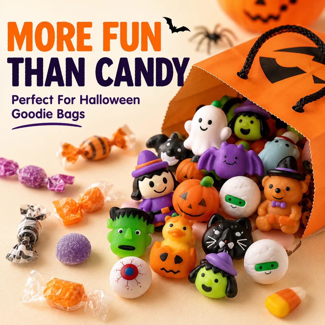 50PCS Halloween Mochi Squishy Toys For Party Favors & Spooky Fun