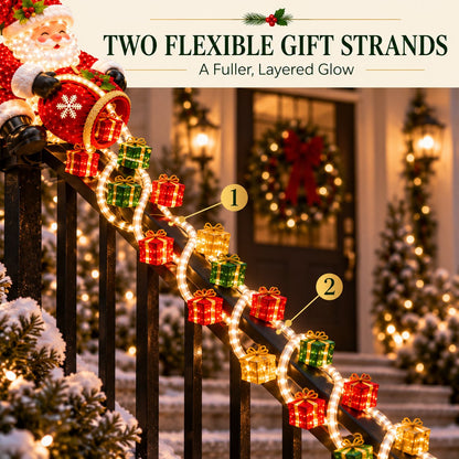 🎅 Santa Magic Gift Cascade Railing Light