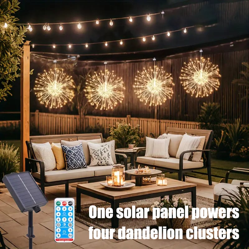🎆 4-Pack Solar Fireworks Lights — 480 LEDs