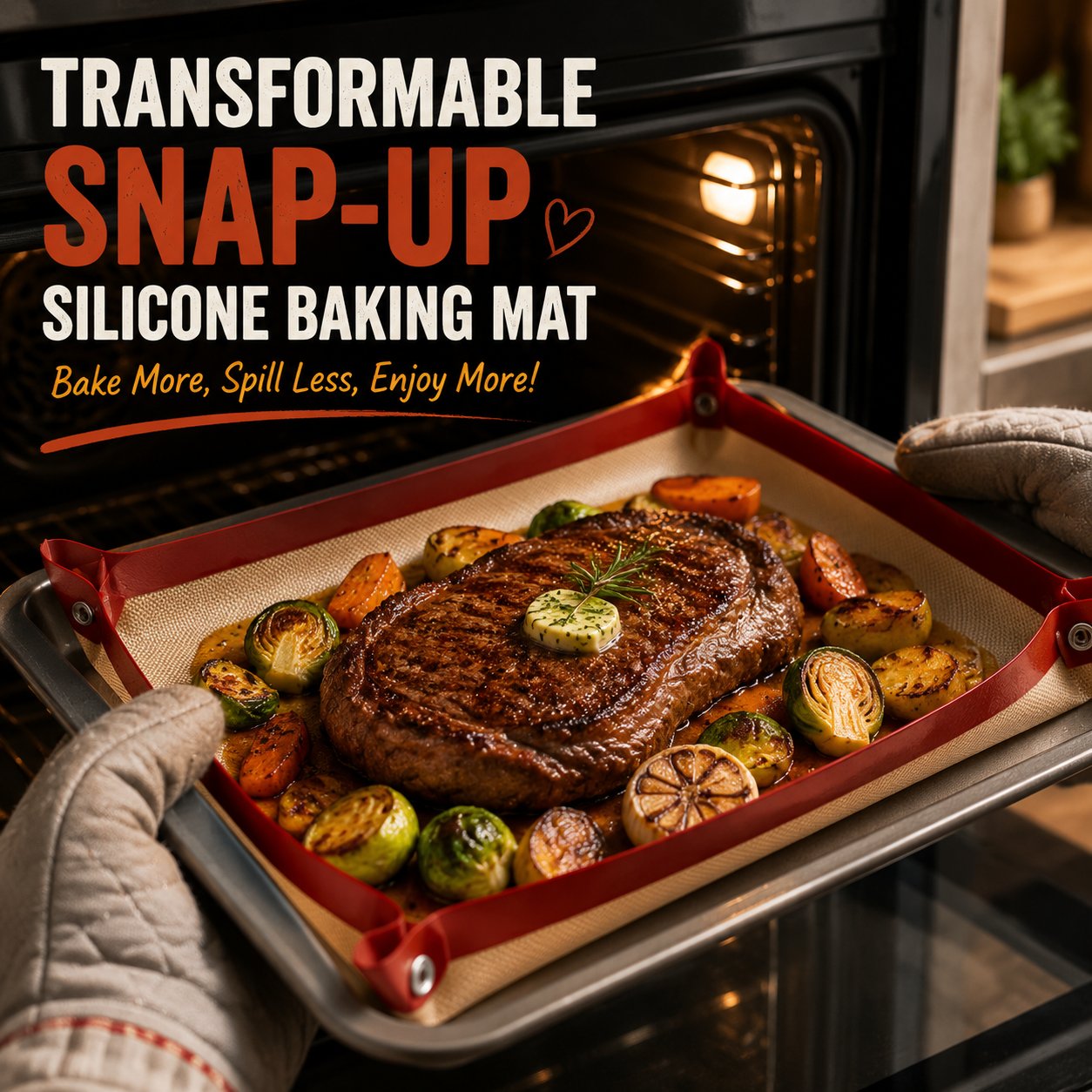 Transformable Snap‑Up Silicone Baking Mat