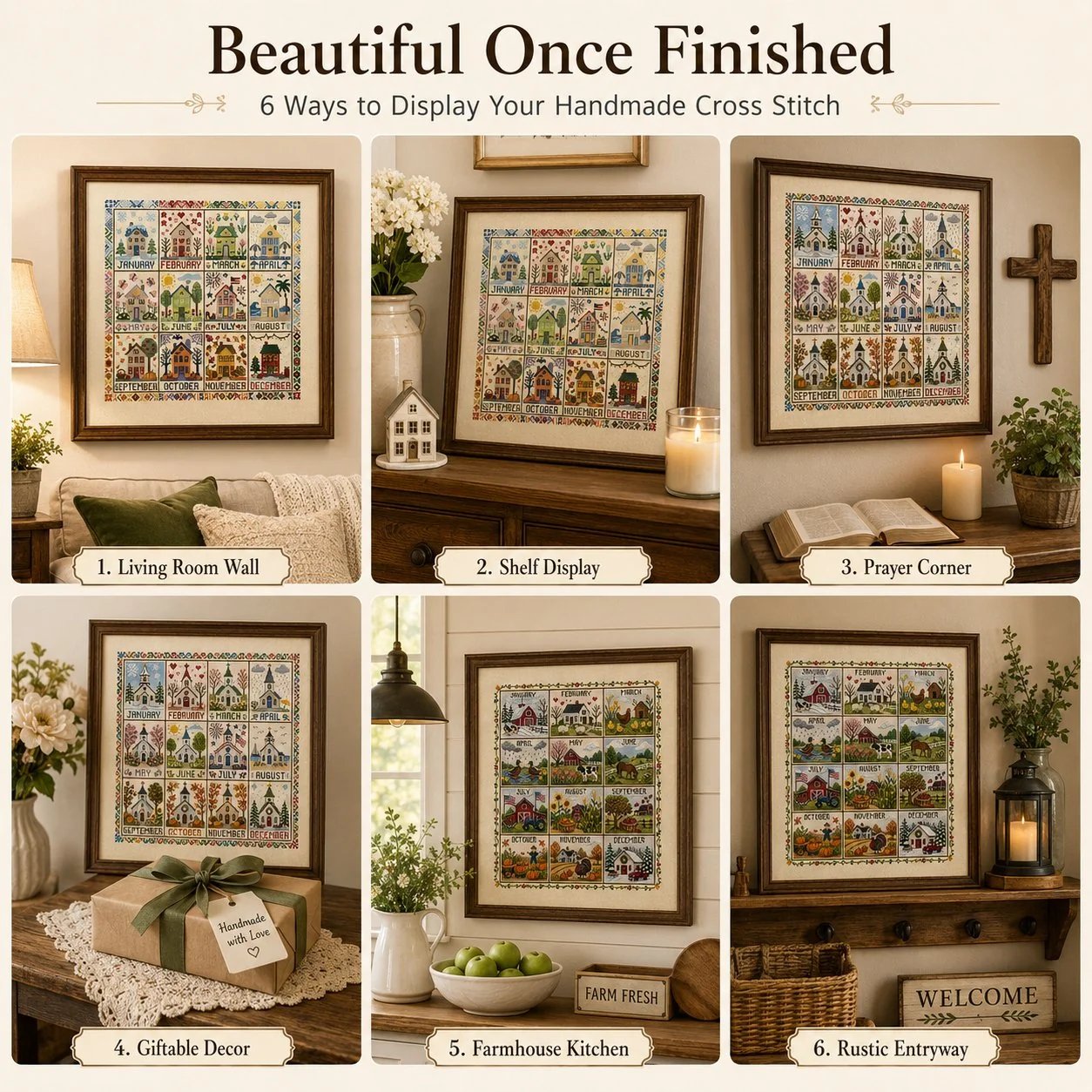 🧵 A Year in Stitches | 12-Month Seasonal Cross Stitch Kit 🌿