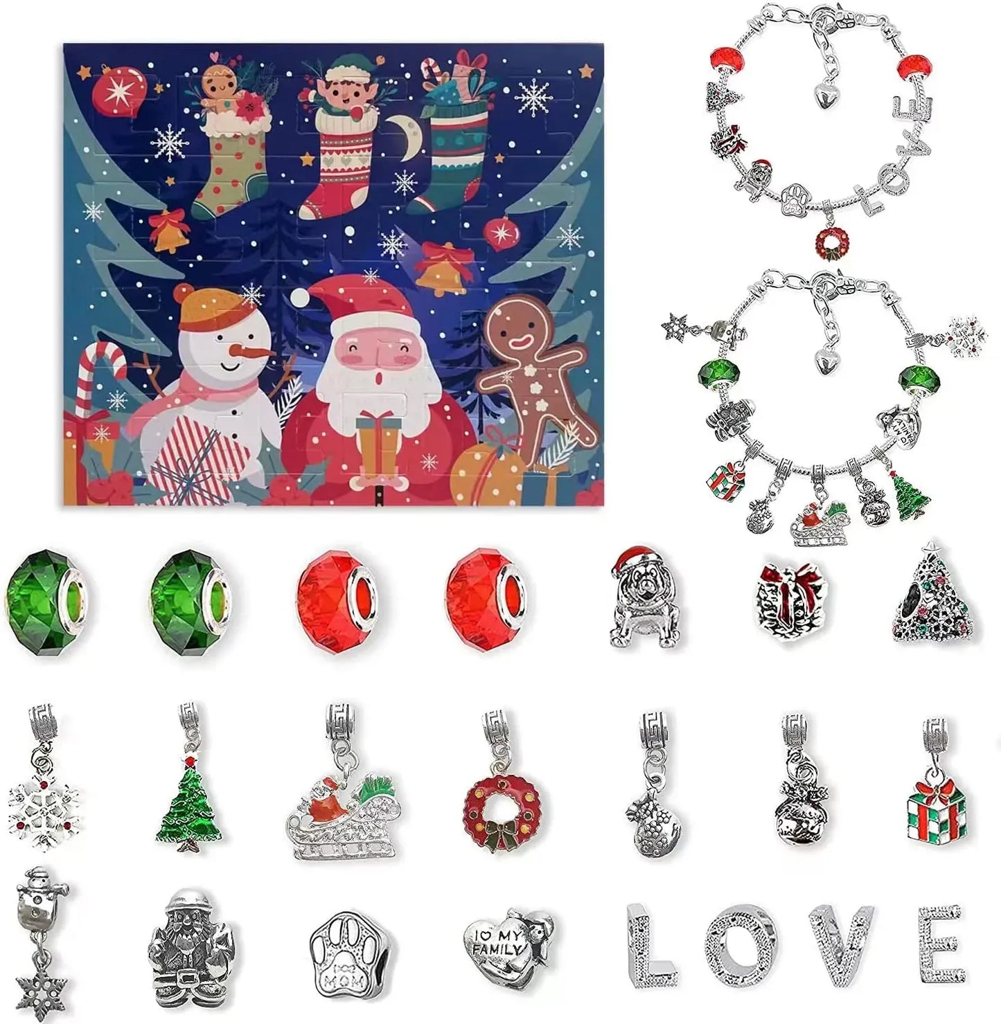 🎄24 DAYS OF CHRISTMAS ADVENT CALENDAR BRACELETS SET