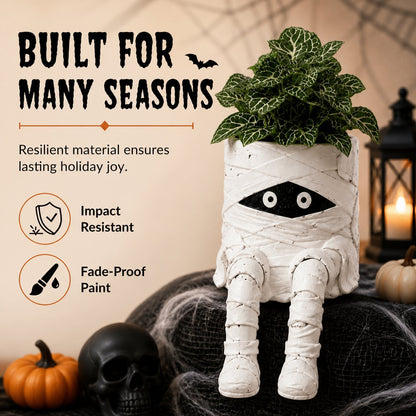 Halloween Whimsical Hanging Leg Planter Handcrafted Fall Skeleton Decor