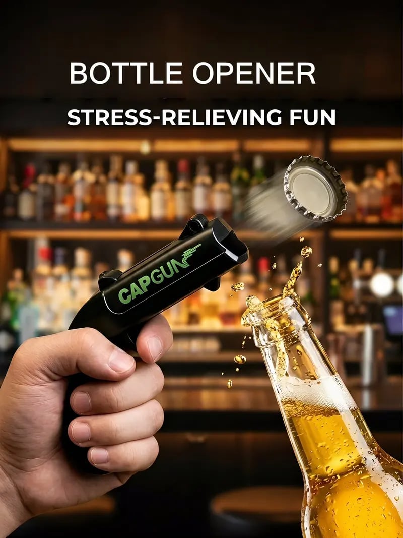 Stainless Steel & ABS Plastic Spring Mechanism Bottle Opener, Kitchen & Bar Utensil, Fun Gifts for Family Gatherings & Father’s Day (Red-Black)