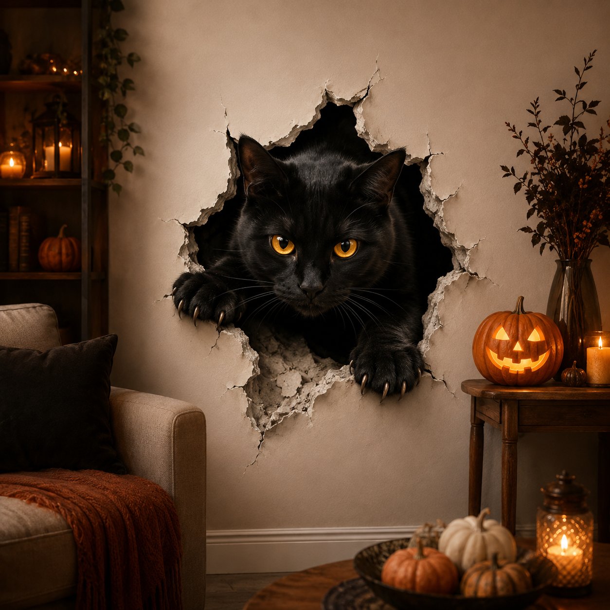 🔥 Last Day 50% OFF - 🎃Halloween Break-In 3D Wall Decals