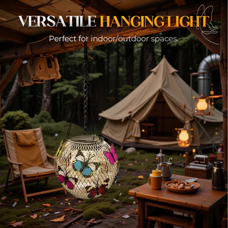 Solar Garden Pendant Light | Handcrafted Iron Art Lantern for Magical Outdoor Ambiance