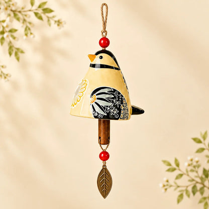 🐦Hand-Painted Resin Bird Wind Chime, Colorful Folk Art Garden Hanging Decor
