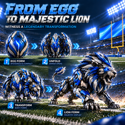 🔥 Last Day 50% OFF 🦁 Motor City BlueSteel LionMorph – Egg to Mechanical Lion Transforming Figure ⚡