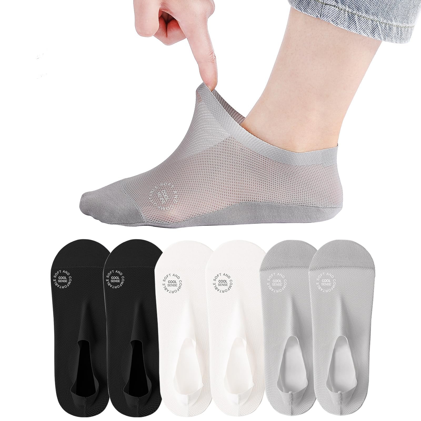 🔥HOT SALE🔥🔥 3-Pair Invisible Grip Socks Pack 🧦 – Breathable Low-Cut Anti-Slip Sweat-Absorbing Design