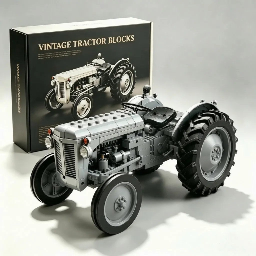 Classic Farm Tractor Building Block Set – 1948 Grey Field Edition