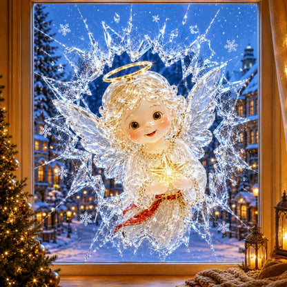 🎄Crystal Christmas Break-In Window Decal | 3D Shattered Glass Illusion with Sparkling Holiday Characters for Magical Window Decorations ✨🎅