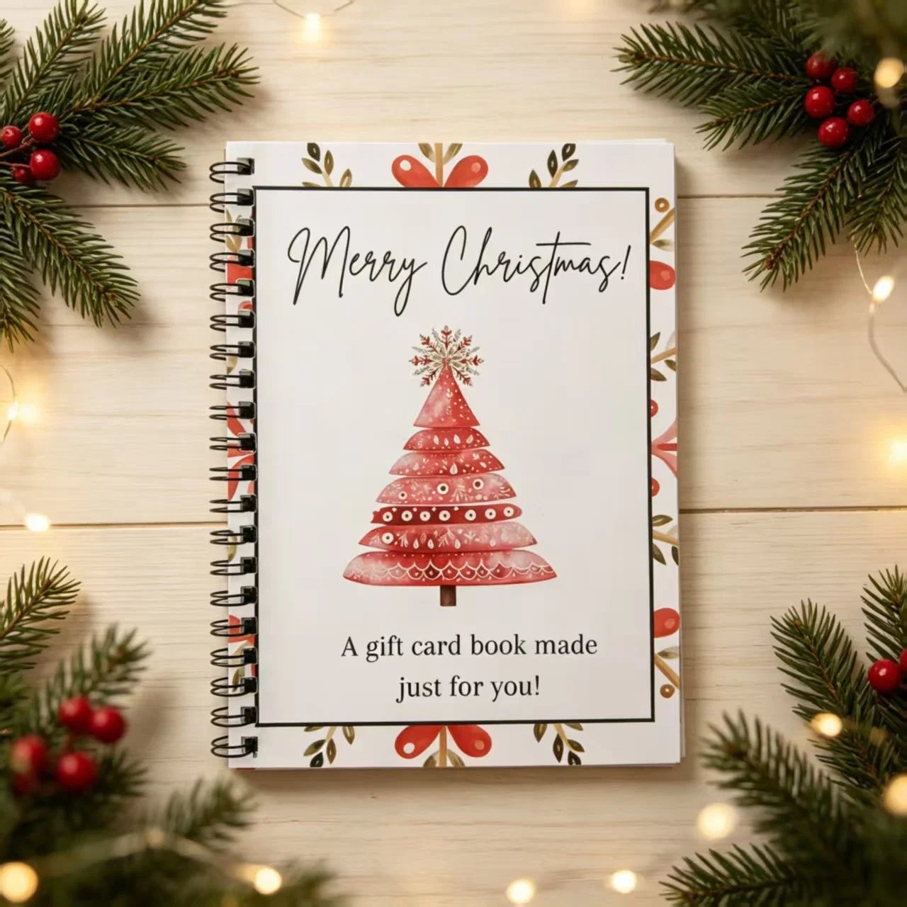 🔥𝗕𝗨𝗬 𝟮 𝗙𝗥𝗘𝗘 𝗦𝗛𝗜𝗣𝗣𝗜𝗡𝗚🎄Turn Gift Cards Into A Christmas Surprise - Spiral-Bound Christmas Gift Card Book🎁