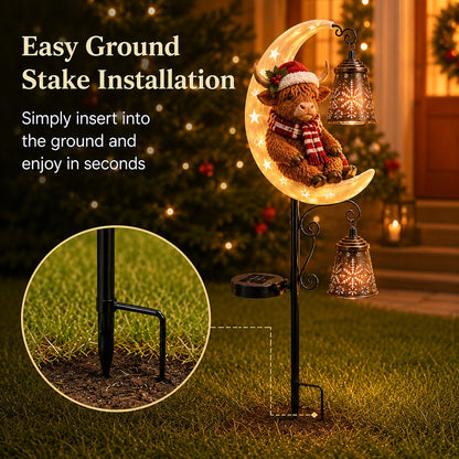 🌙 Highland Cow Moon Solar Garden Light
