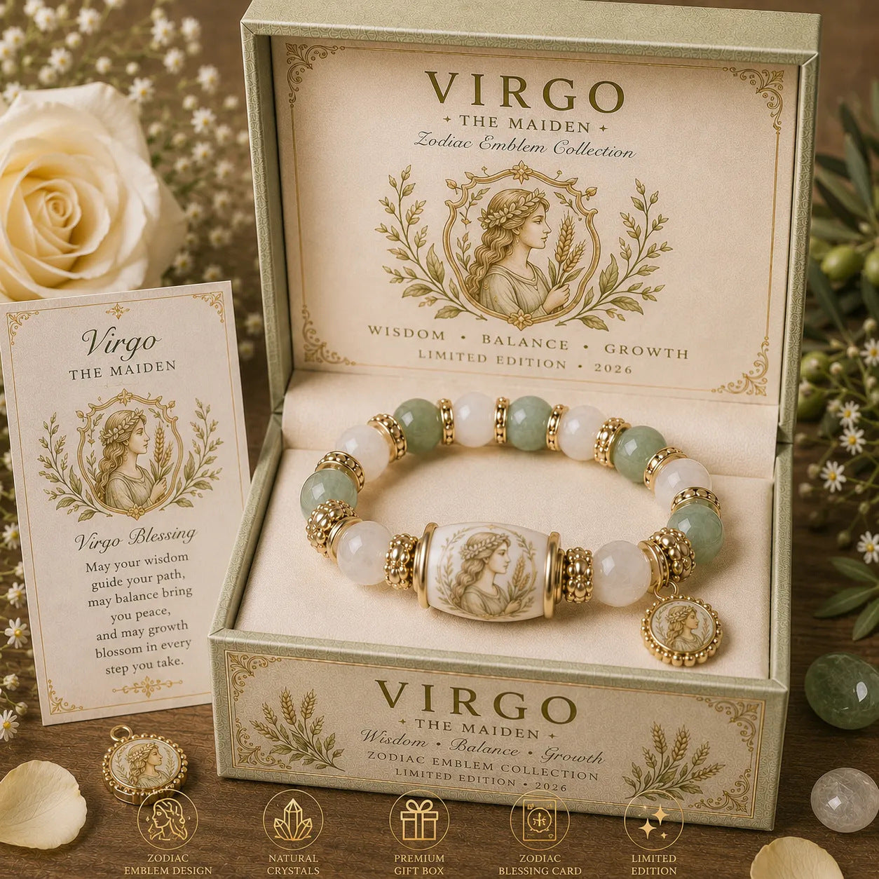 🔥Limited Edition💫 12 Zodiac Bracelet – Natural Chalcedony, Your Sign, Your Energy