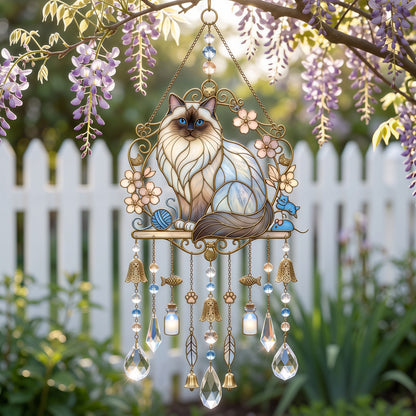 ❤️Cat Stained Glass Suncatcher Wind Chime – For Cat Lovers & Pet Owners