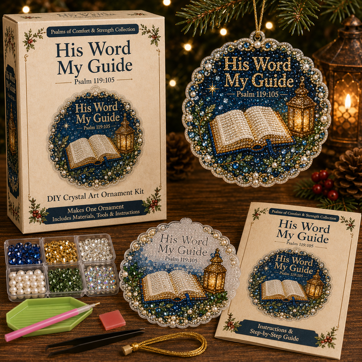 🔥49% Off Last Day - BUY 2 GET 1 FREE（3PCS)✝️ Psalms of Comfort & Strength Pearl Diamond Art Hanging Ornament Kit