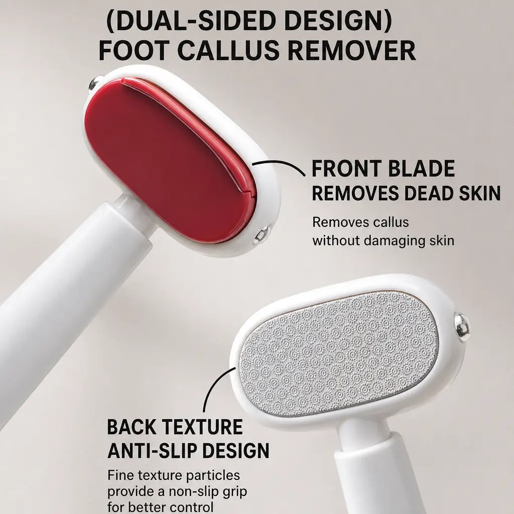 Dual‑Sided Foot Callus Remover, Replaceable Stainless Steel Blade Foot Scraper, Portable Manual Dead Skin Corn Remover, Safe Heels Exfoliator Pedicure Tool for Thick Hard Cracked Skin