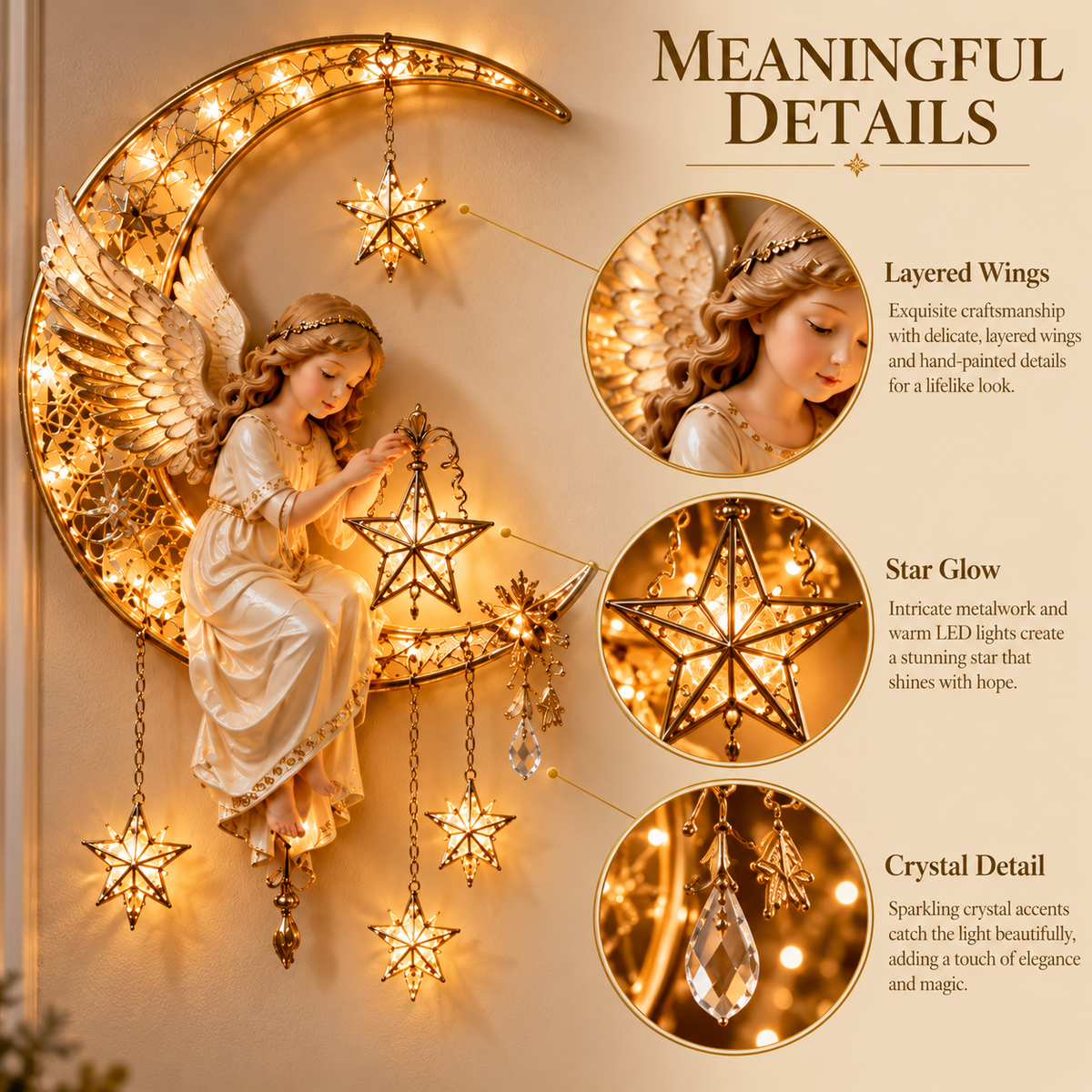 🔥Heavenly Angel Crescent Moon Glow™ - Lighted Christmas Wall Decor