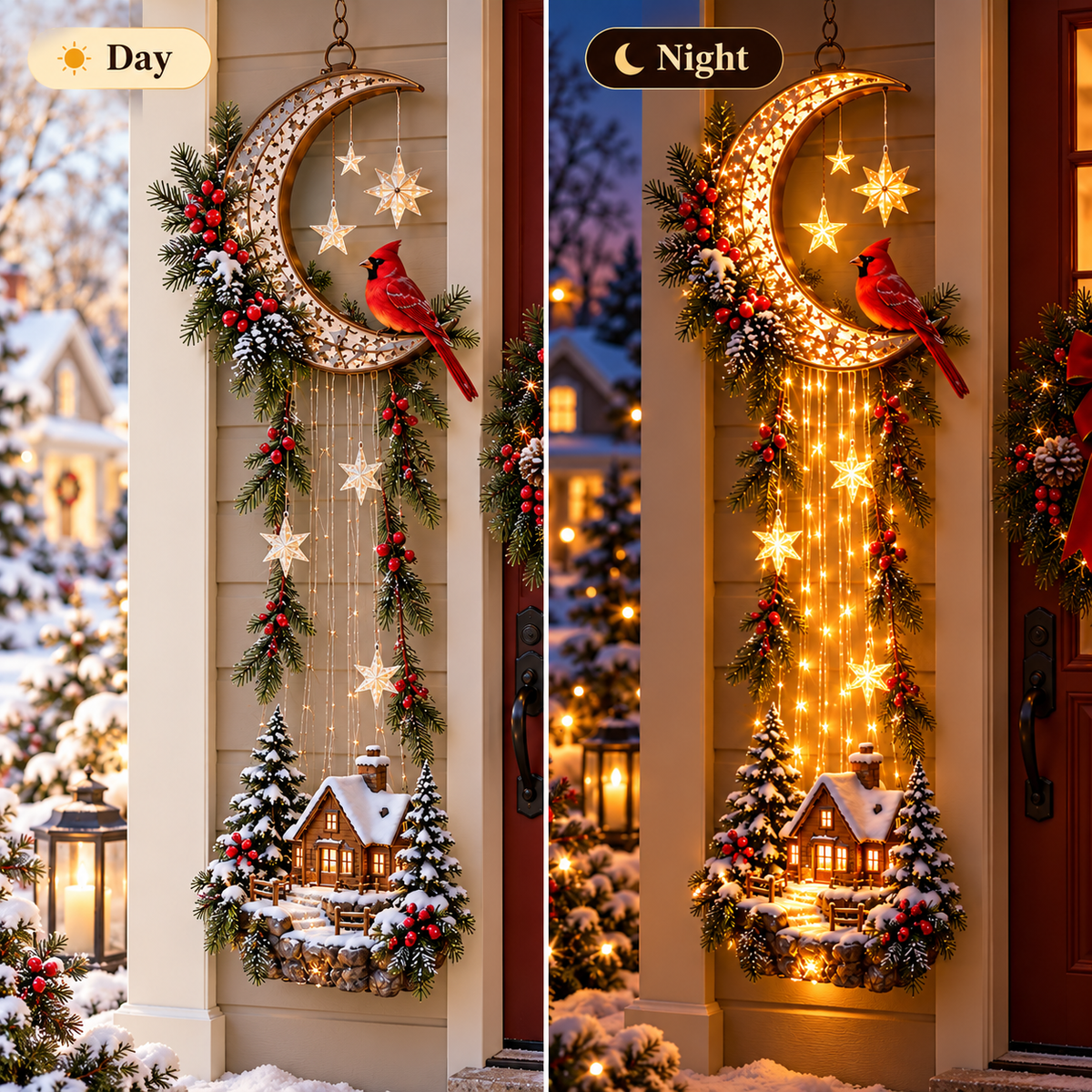✨Last Day 49% OFF🌙 Starlit Cardinal Moon Christmas Wall Decor