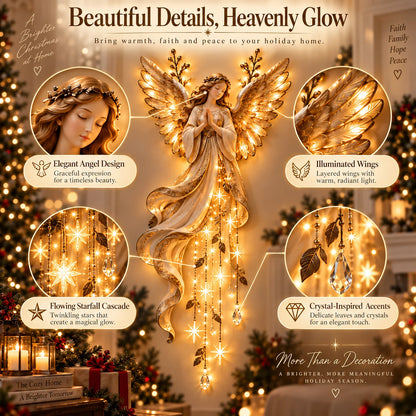 ✨Last Day 49% OFF👼Guardian Angel Starfall Cascade™ – Lighted Faith & Blessing Christmas Wall Decor✨
