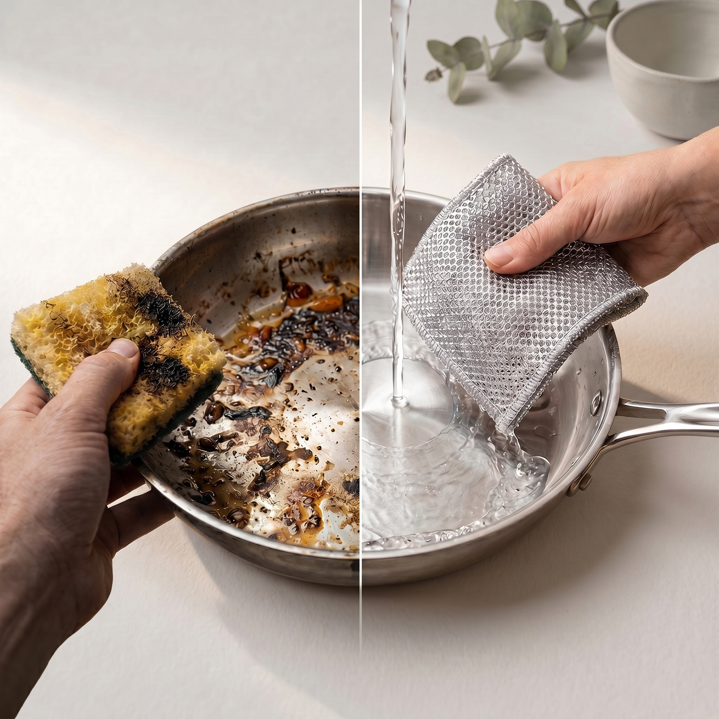 Double-Layer Silver Wire Scrub Dishcloth – Tough on Grease, No Sponge Smell