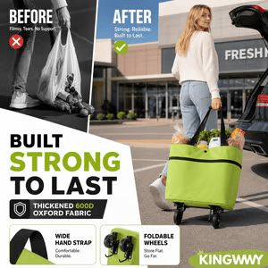 🛒 2-in-1 Foldable Rolling Shopping Trolley Bag -[49% OFF]- ✨ 23L Large Capacity Reduce Hand Strain