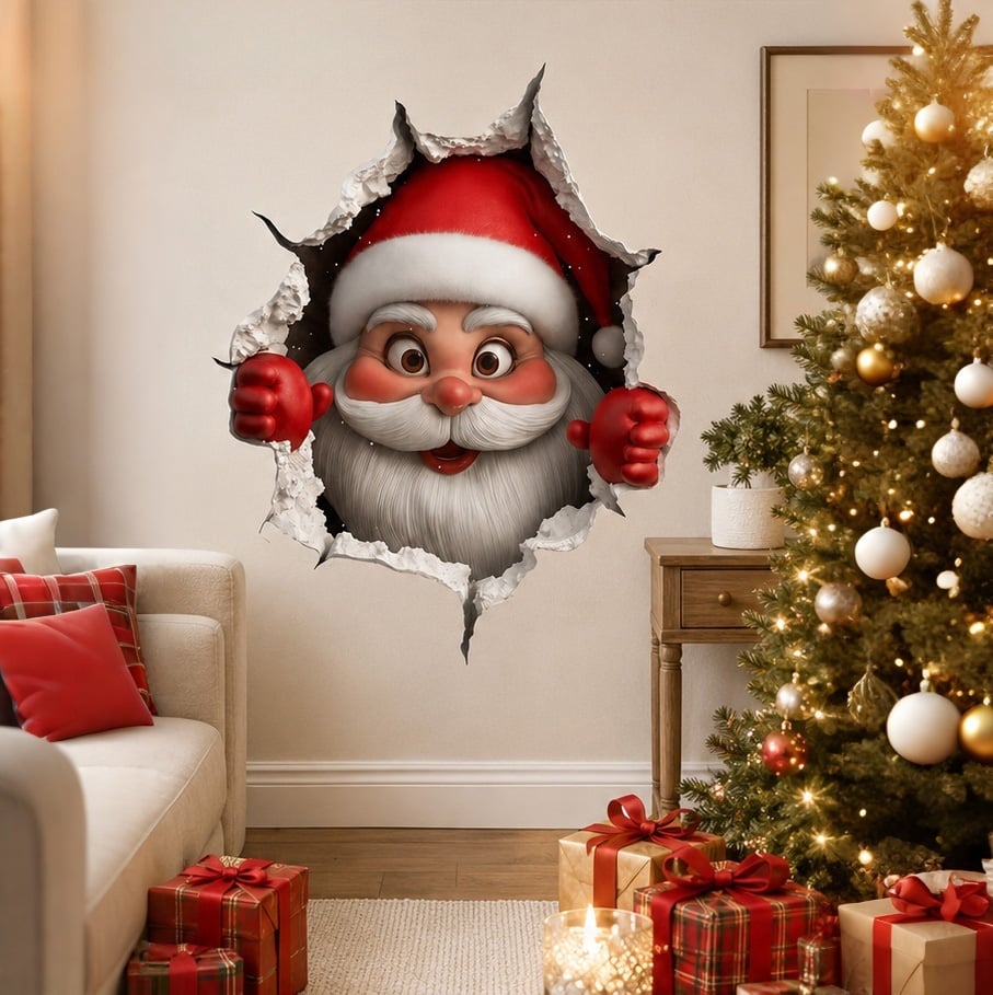 🔥Last Day 50% OFF-Creative 3D Christmas Santa Wall Sticker