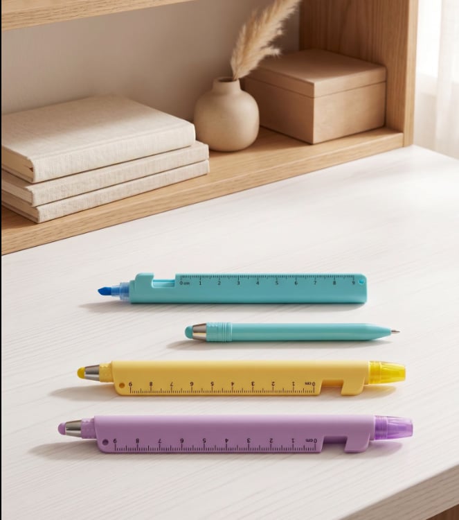 ✍️5-in-1 Multifunction Ruler Stylus Pen – 0.5mm Writing & Marker Tool